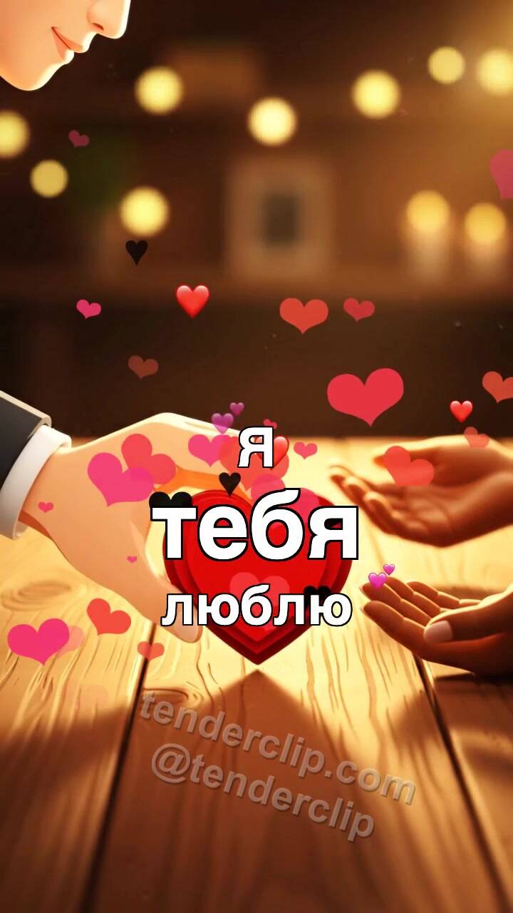 Анимационная открытка на тему Я тебя люблю: две ладони держат сердце