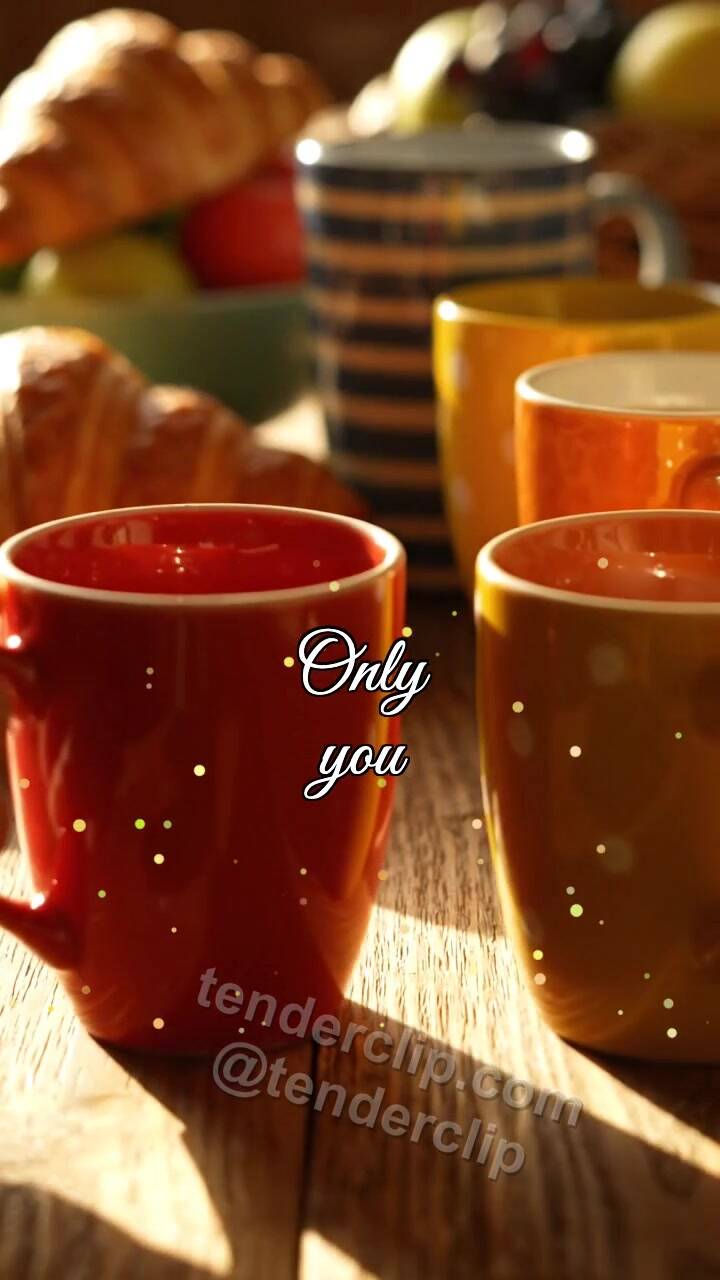 Animated greeting card about Only you: among mismatched mugs, one cup finds its matching pair and both begin to steam together