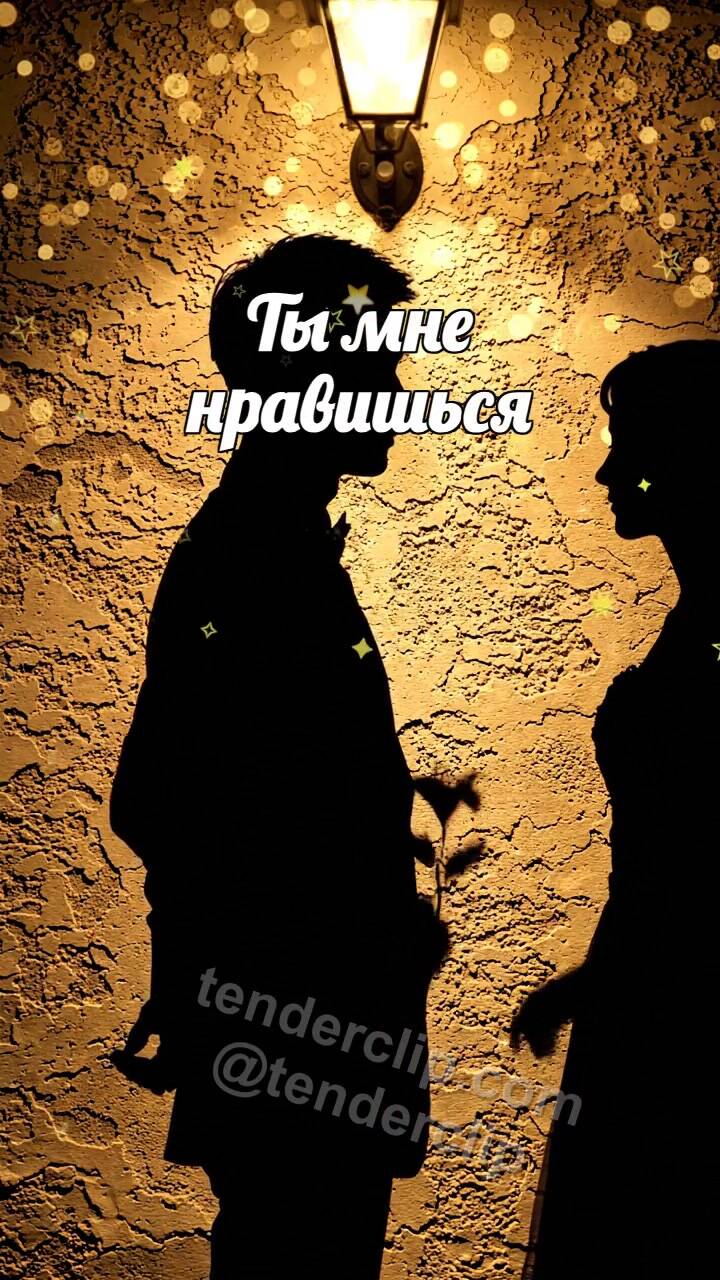 Анимационная открытка на тему Ты мне нравишься: тень мужчины дарит цветок женщине