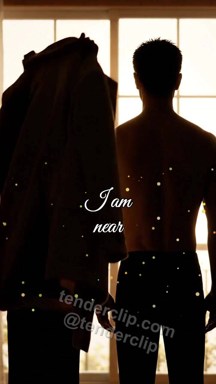 Animated greeting card about I am near: woman places a coat over shoulders
