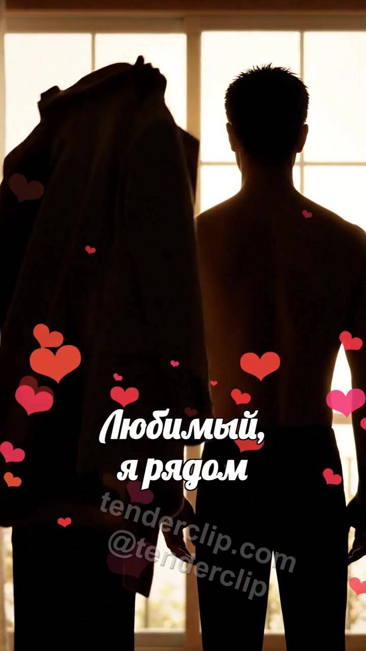 Анимационная открытка на тему Любимый, я рядом: женщина накидывает пальто на плечи