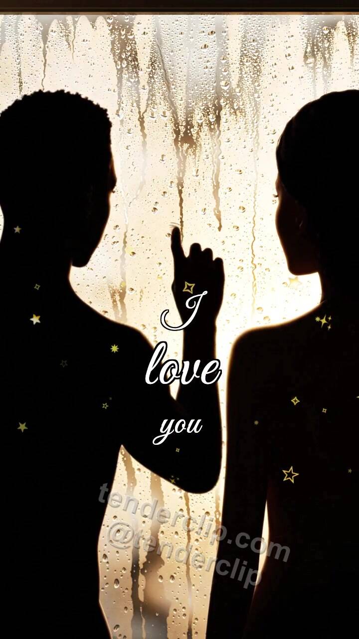Animated greeting card about I love you: heart appears on a fogged window