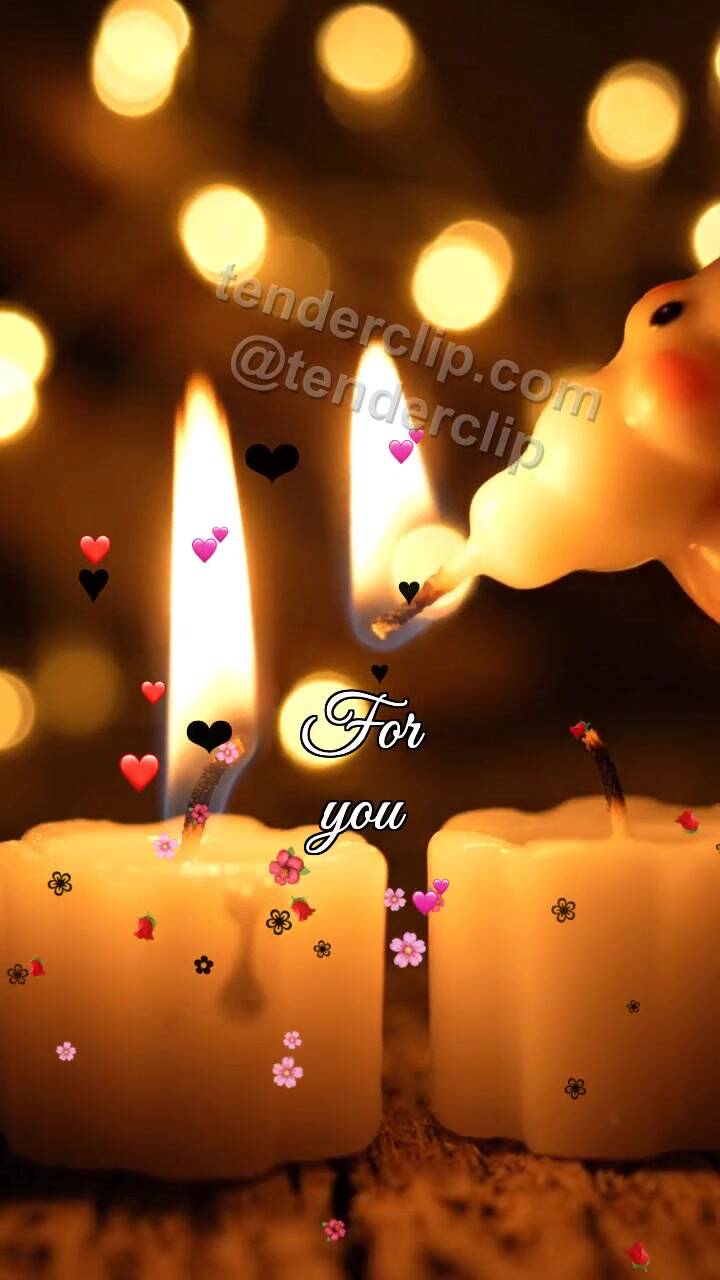 Animated greeting card about For you: candle shares a flame