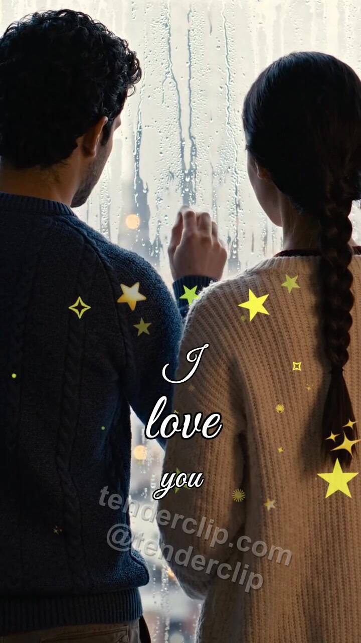Animated greeting card about I love you: heart appears on a fogged window