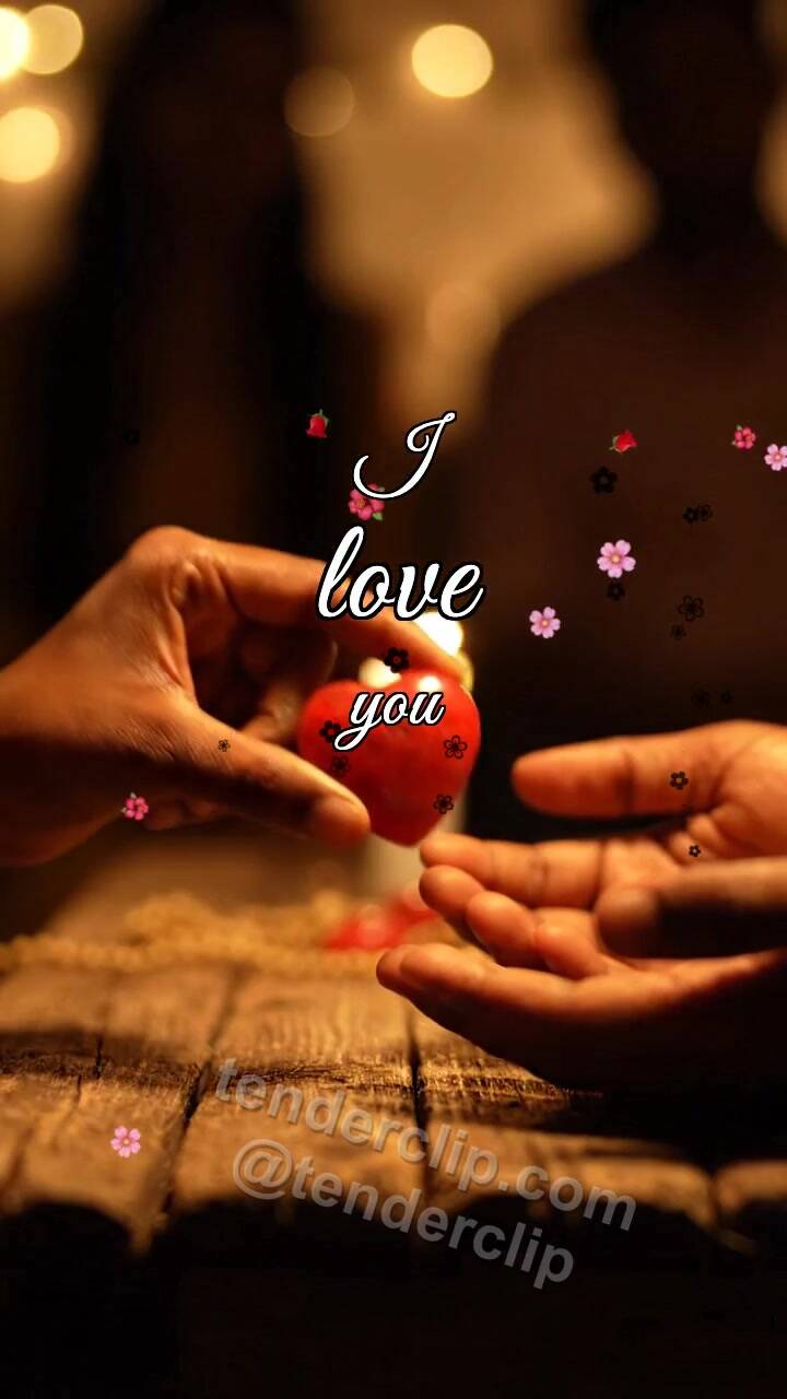 Animated greeting card about I love you: two hands hold a heart