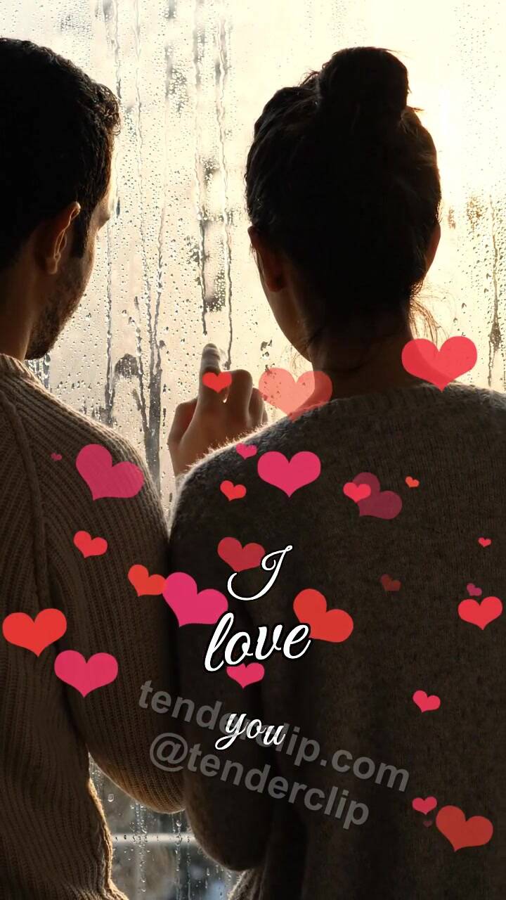 Animated greeting card about I love you: heart appears on a fogged window