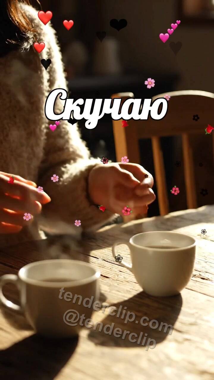 Анимационная открытка на тему Скучаю: вторая чашка ждёт на столе