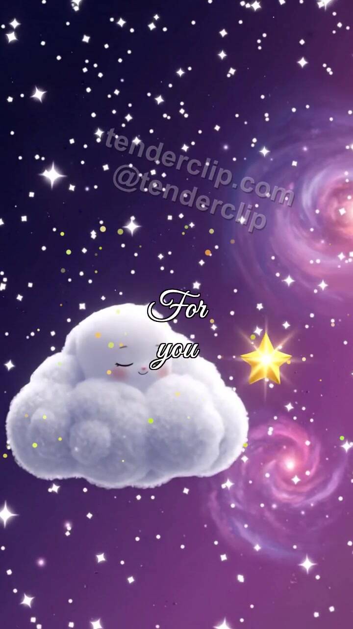 Animated greeting card about For you: sleepy cloud carries a star