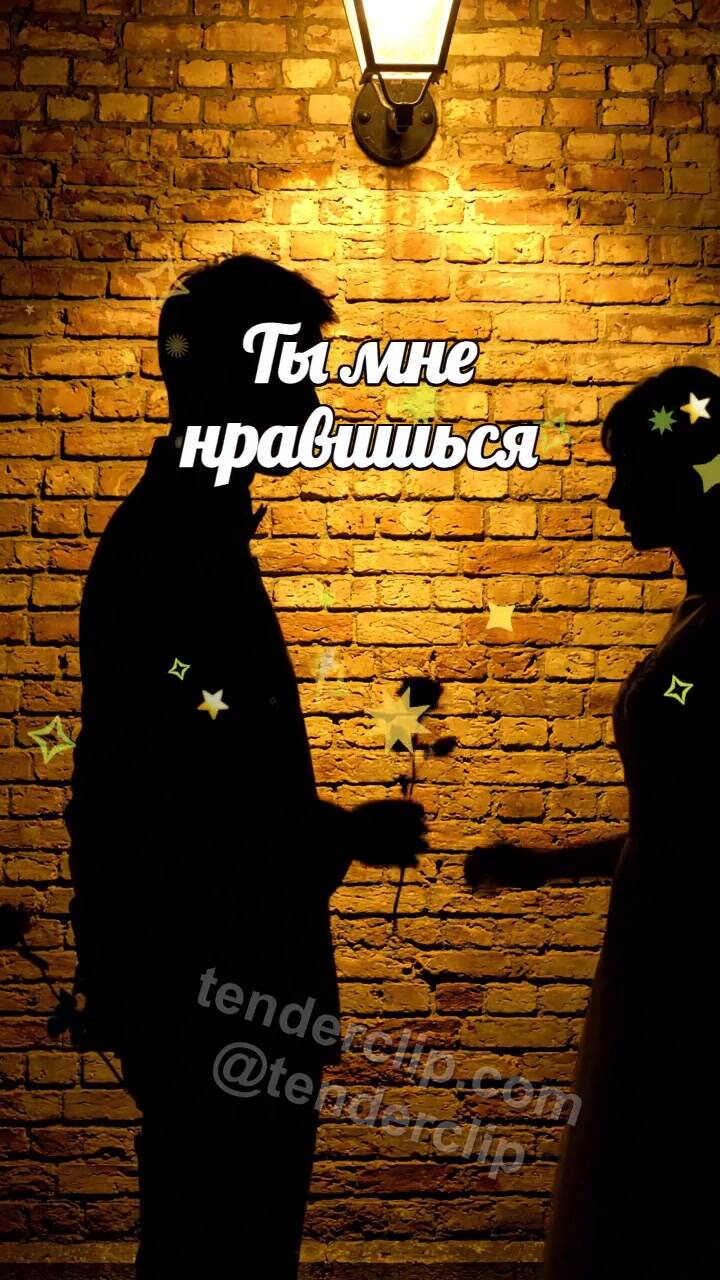 Анимационная открытка на тему Ты мне нравишься: тень мужчины дарит цветок женщине