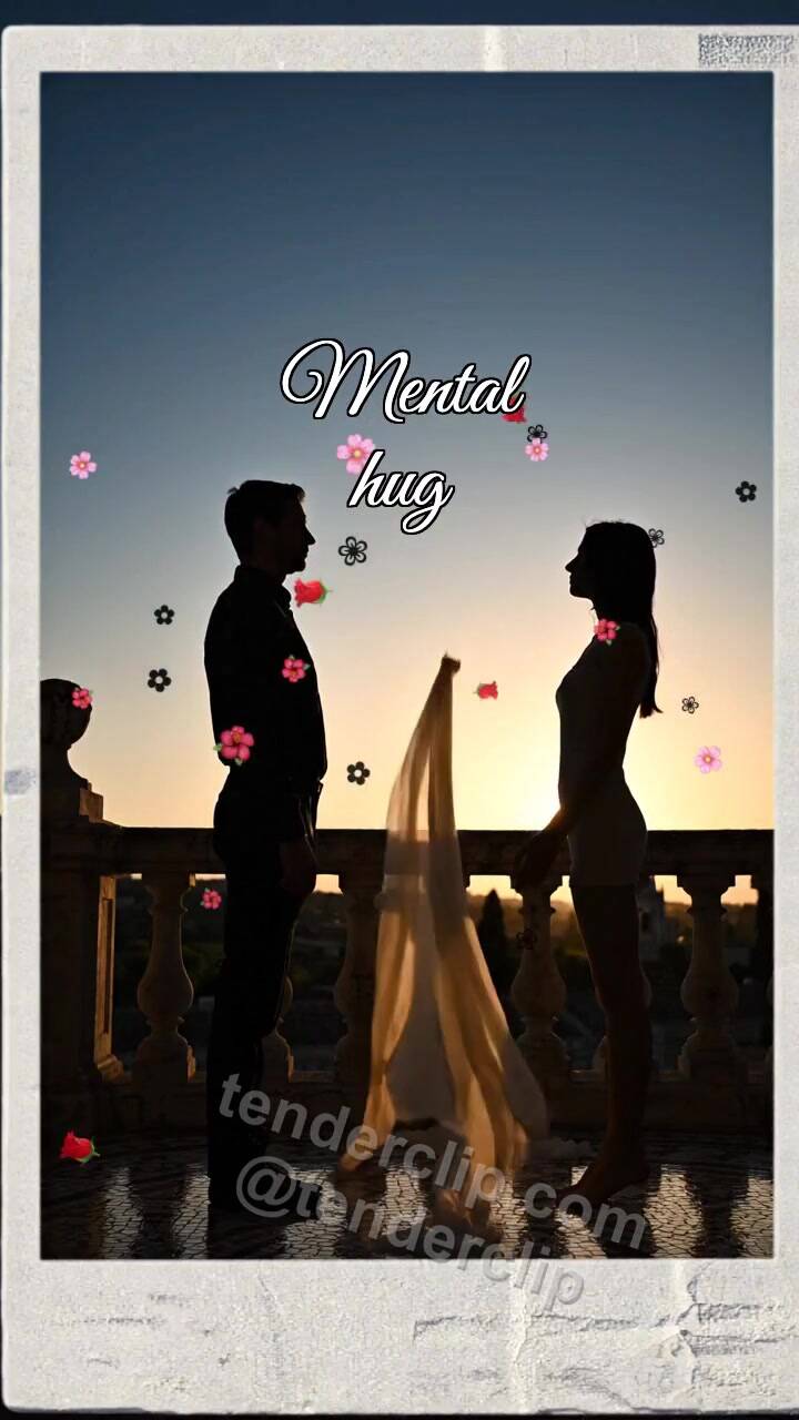 Animated greeting card about Mental hug: one scarf hugs two people