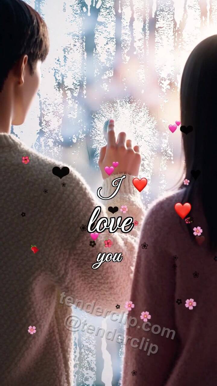 Animated greeting card about I love you: heart appears on a fogged window