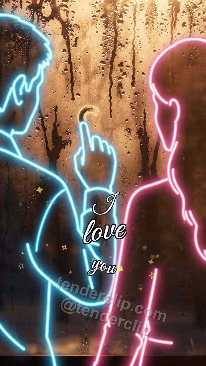 Animated greeting card about I love you: heart appears on a fogged window