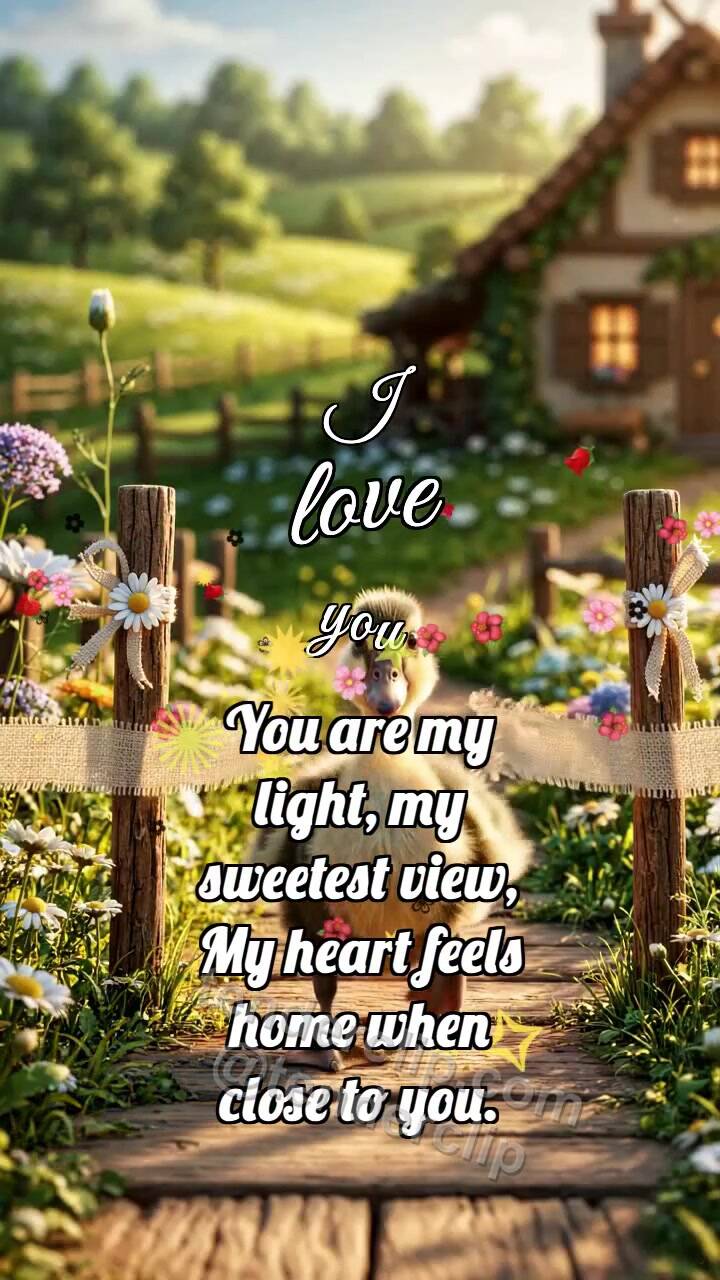 Animated greeting card about I love you: Duckling Crosses Finish