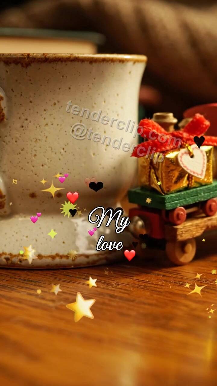 Animated greeting card about My love: toy train delivers a gift