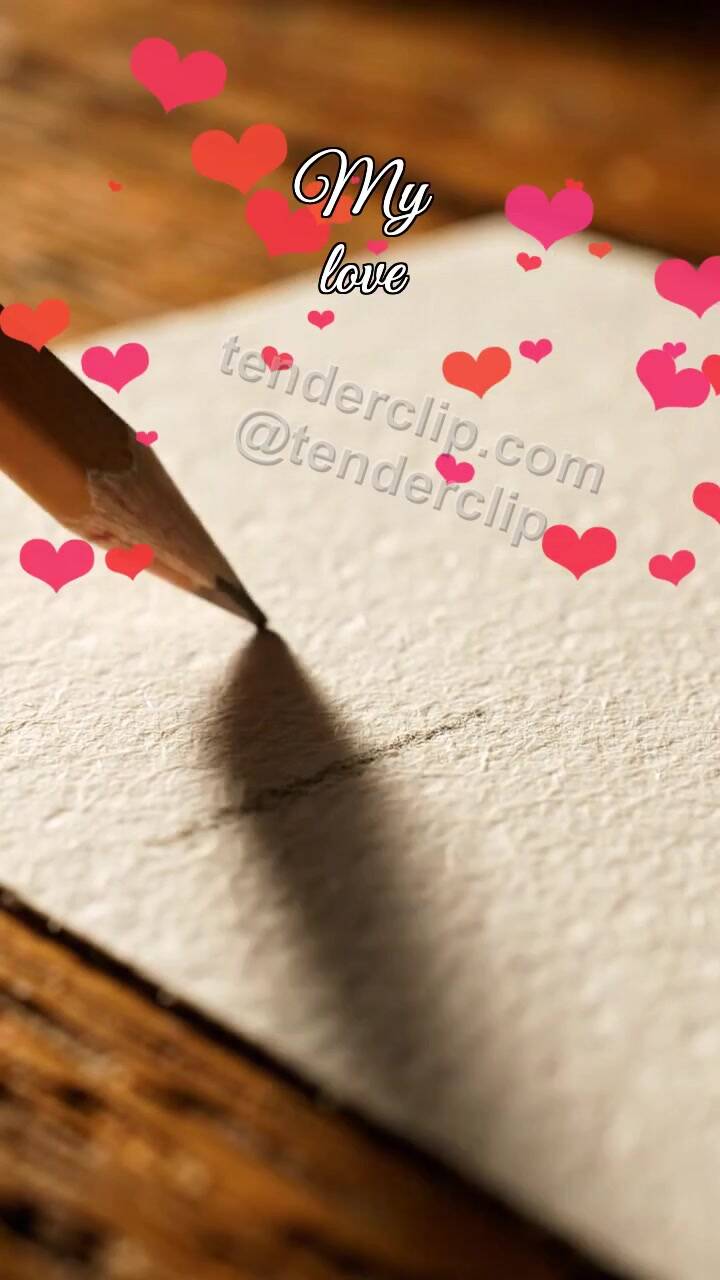 Animated greeting card about My love: pencil draws a heart path