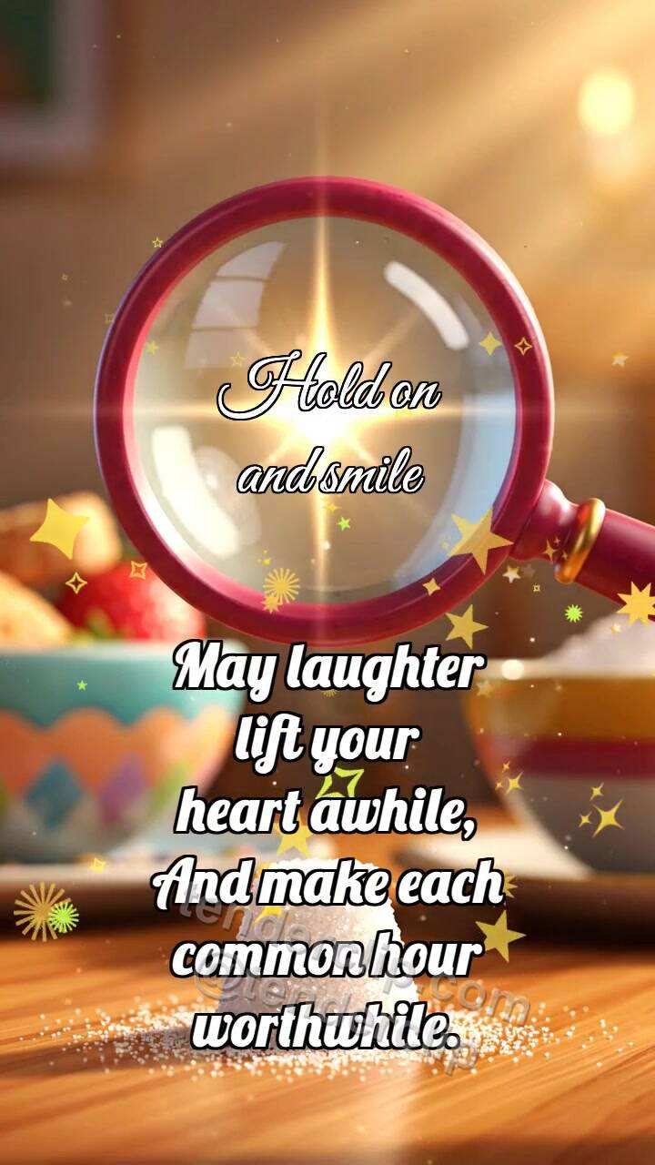 Animated greeting card about Hold on and smile: Cranberry Magnifier Releases Glint