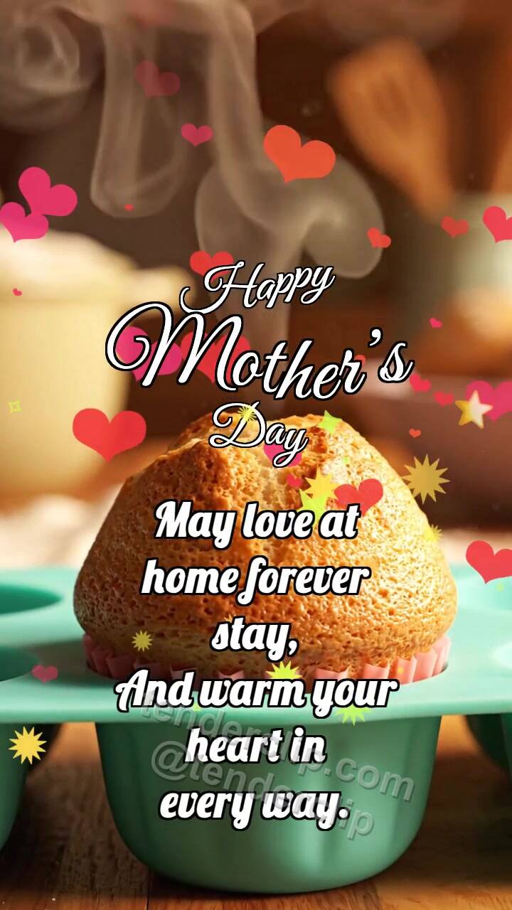 Animated greeting card about Happy Mother’s Day: Mold Lifts Muffin