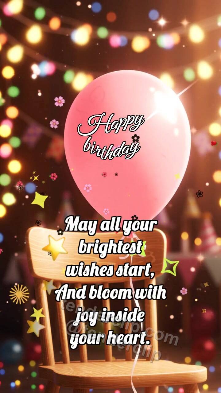 Animated greeting card about Happy birthday: Balloon Holds Glint