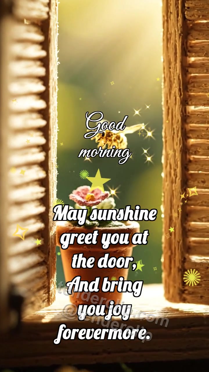 Animated greeting card about Good morning: Pale Shutter Lets Bee