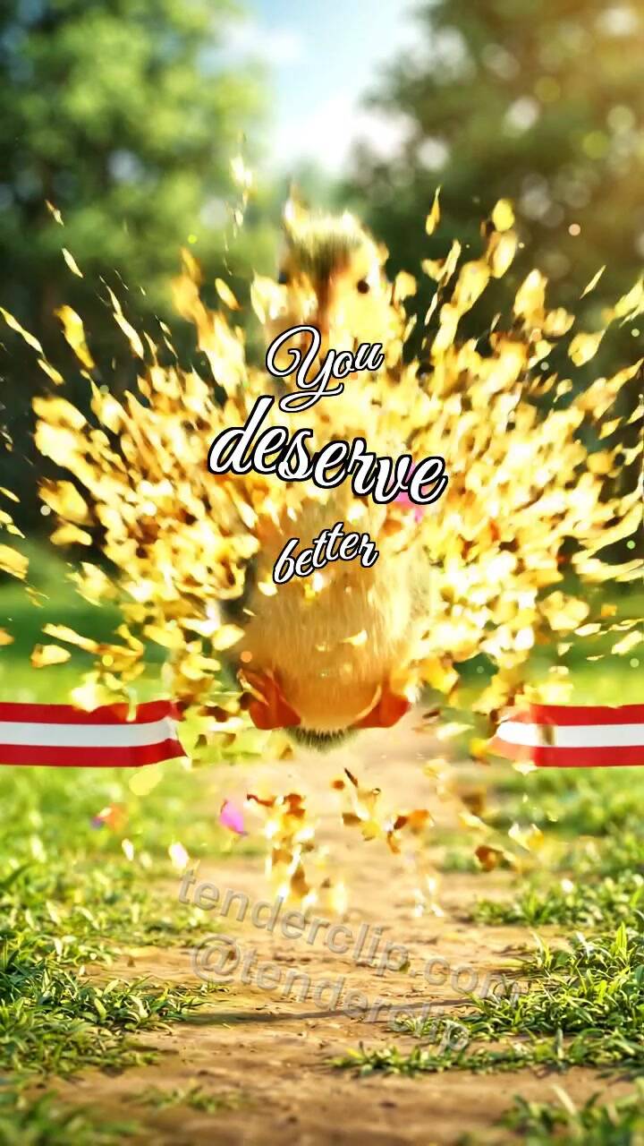 Animated greeting card about You deserve better: Duckling Crosses Finish