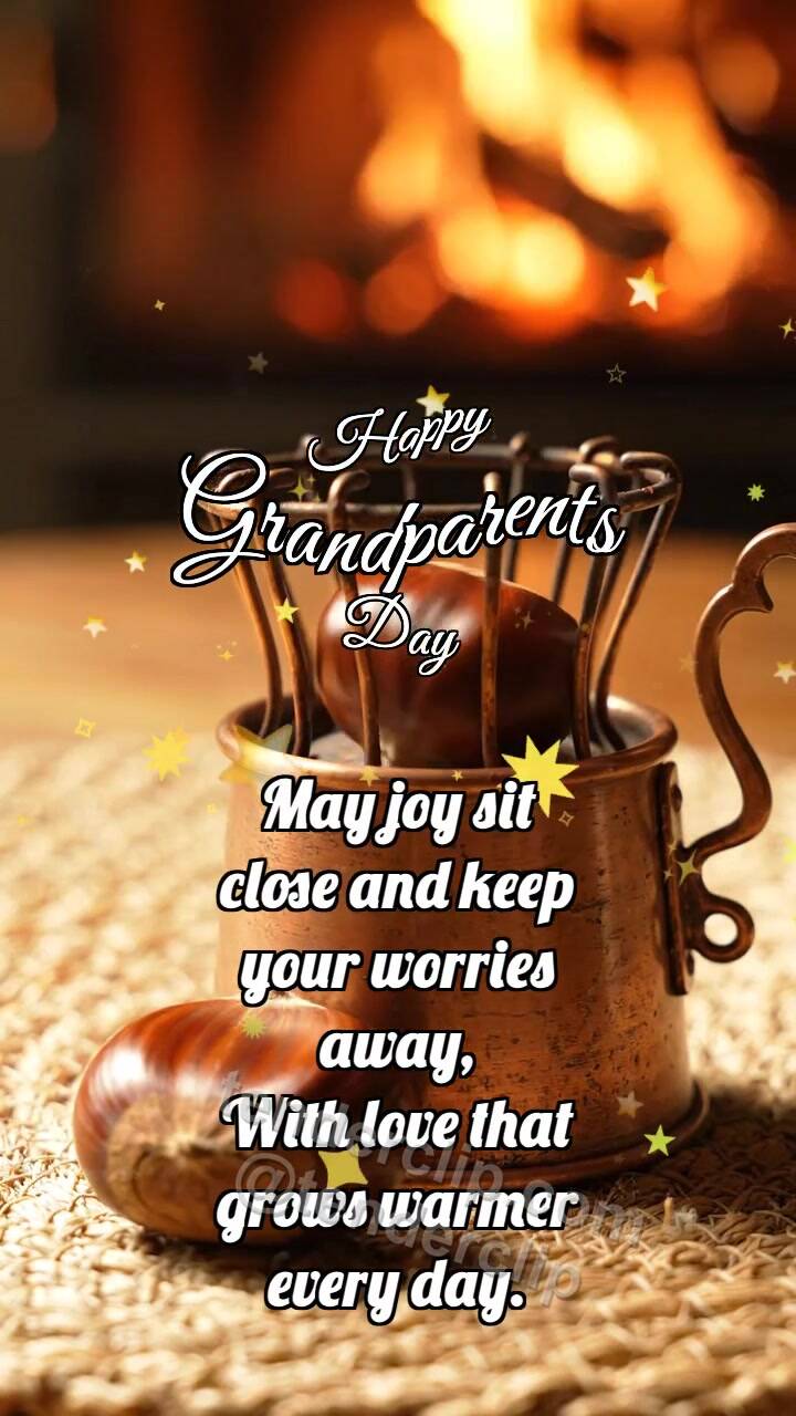 Animated greeting card about Happy Grandparents Day: Copper Warmer Cradles Chestnut