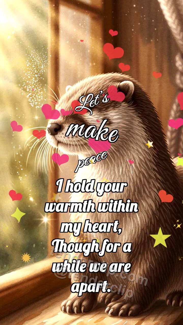 Animated greeting card about Let’s make peace: Otter By Warm Window
