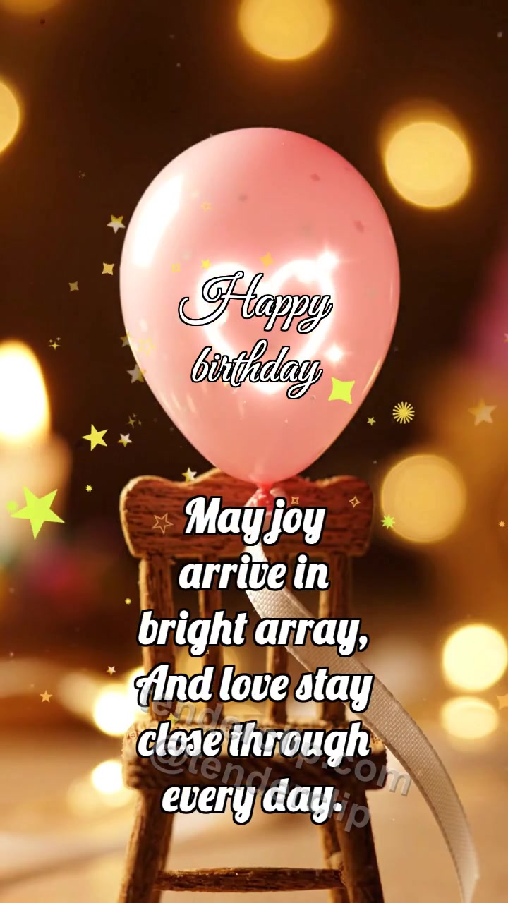 Animated greeting card about Happy birthday: Balloon Holds Glint