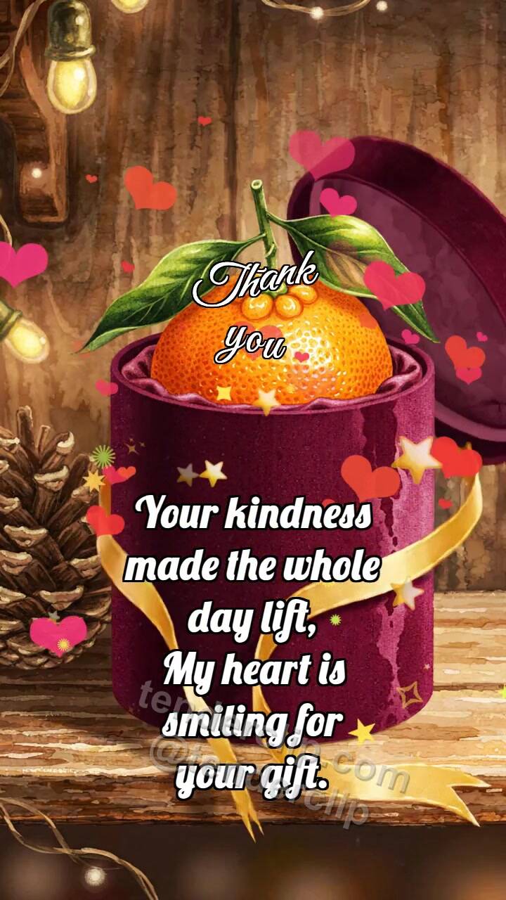 Animated greeting card about Thank you: Velvet Cylinder Reveals Clementine