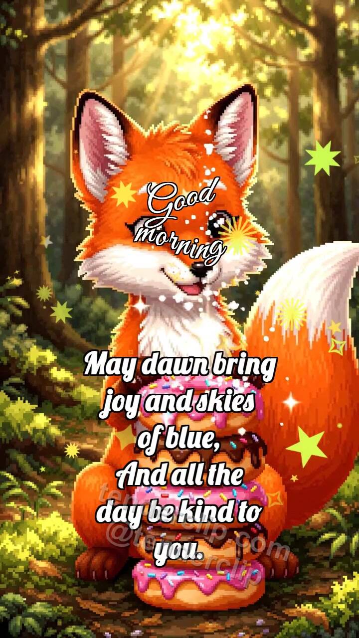 Animated greeting card about Good morning: Fox Cub By Donut Stack