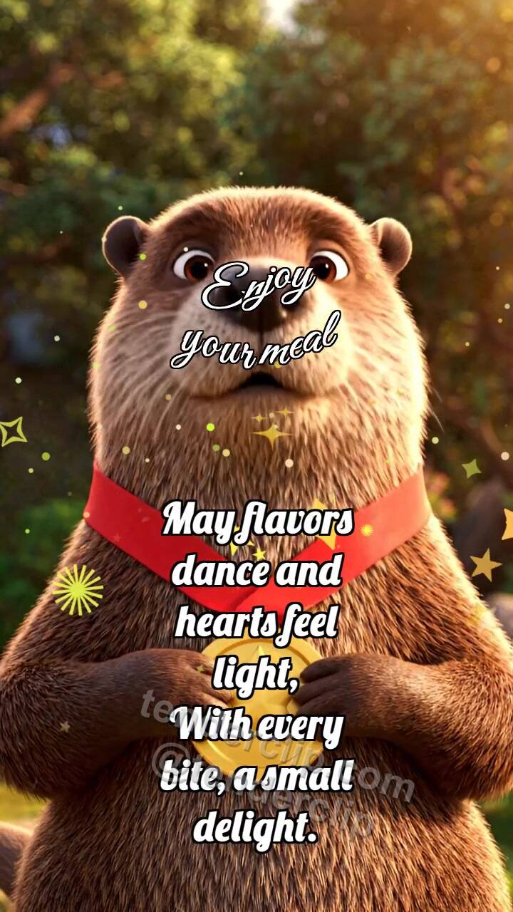 Animated greeting card about Enjoy your meal: Otter Gets Medal