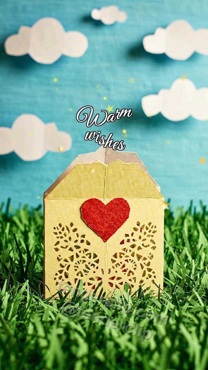 Animated greeting card about Warm wishes: card unfolds with no words