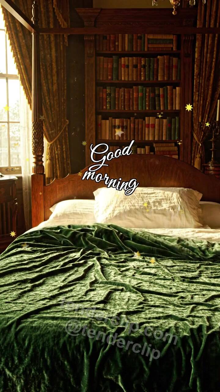 Animated greeting card about Good morning: a blanket folds itself