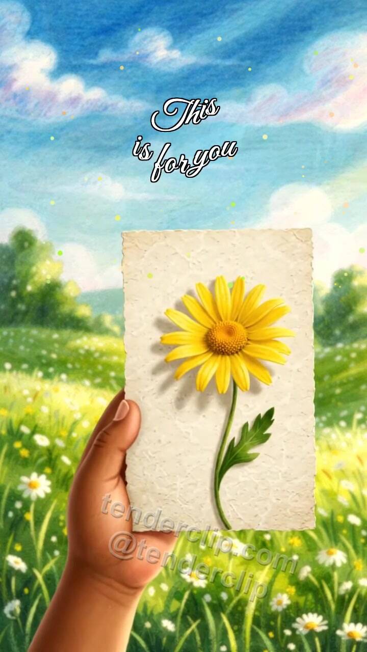 Animated greeting card about This is for you: flower card is offered