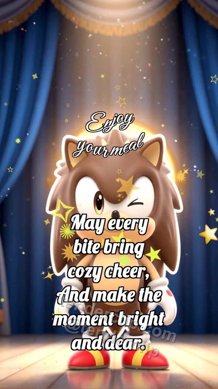 Animated greeting card about Enjoy your meal: Hedgehog In Spotlight