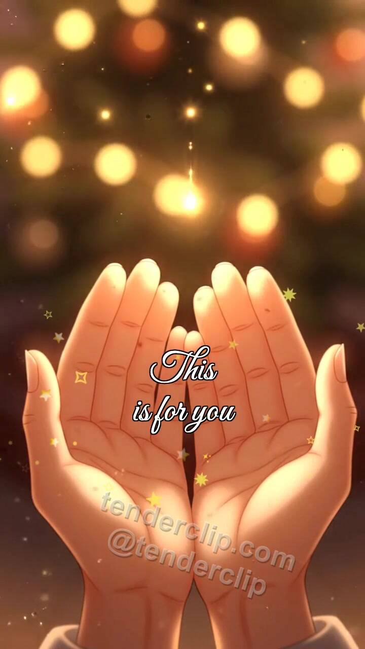 Animated greeting card about This is for you: two palms receive a small light