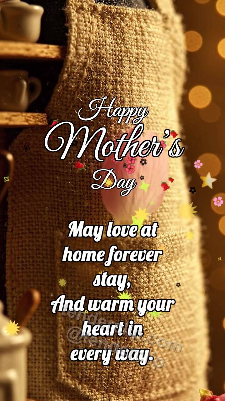 Animated greeting card about Happy Mother’s Day: Cotton Apron Catches Petal