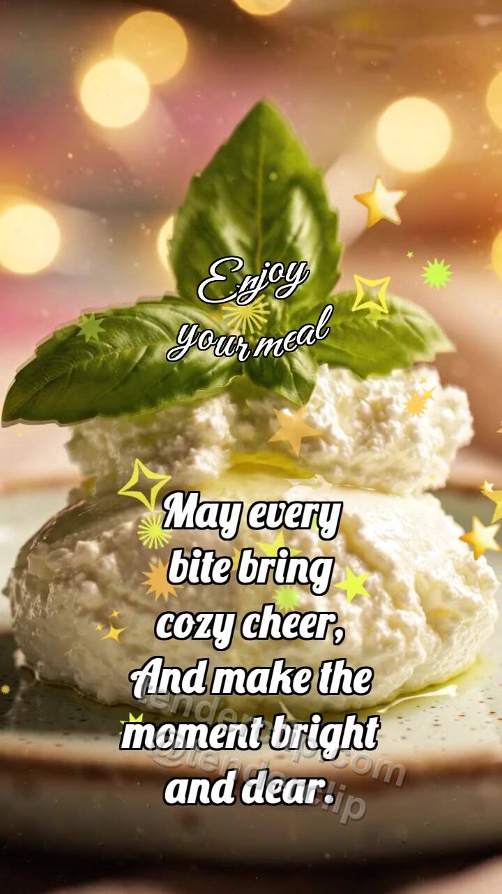 Animated greeting card about Enjoy your meal: Ricotta Holds Basil