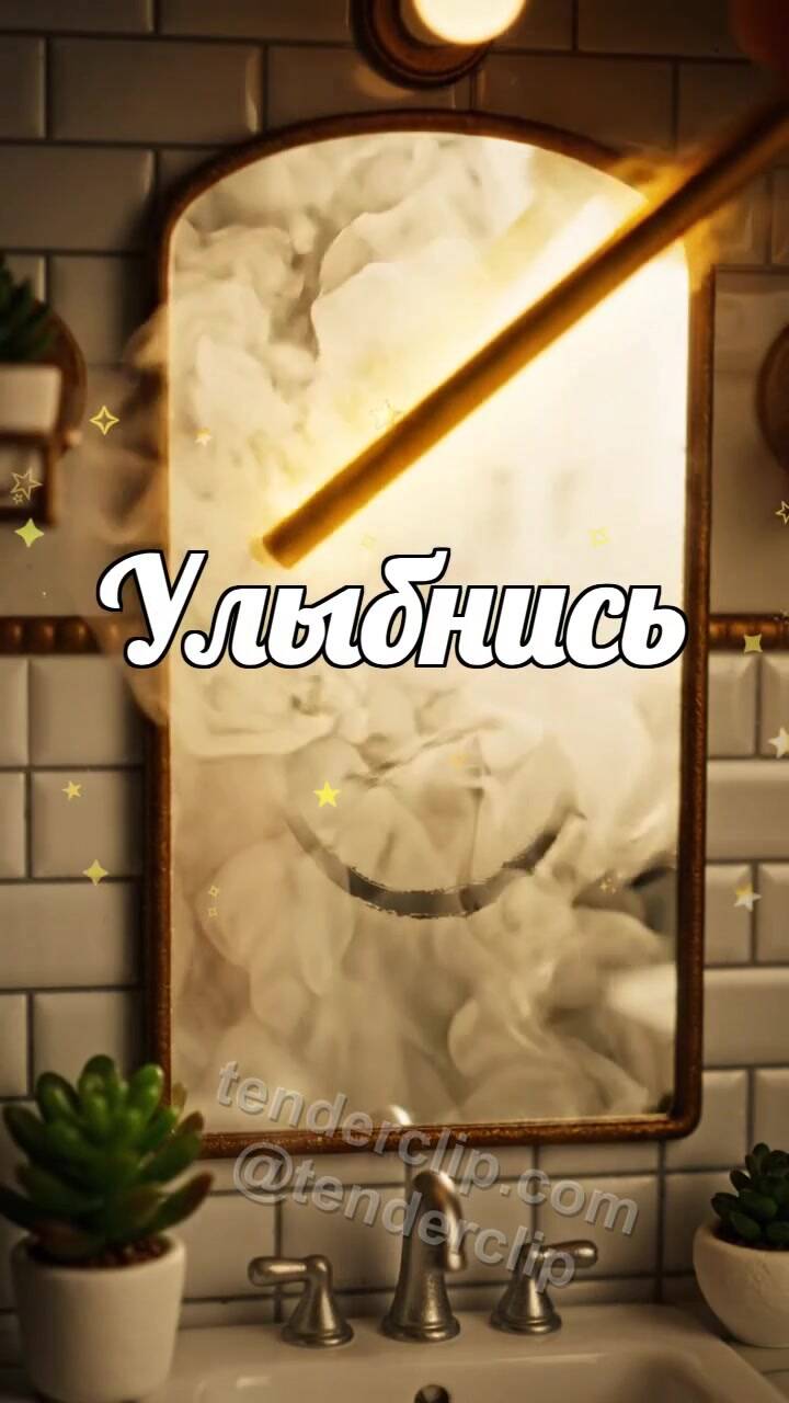 Анимационная открытка на тему Улыбнись: солнце рисует улыбку на зеркале