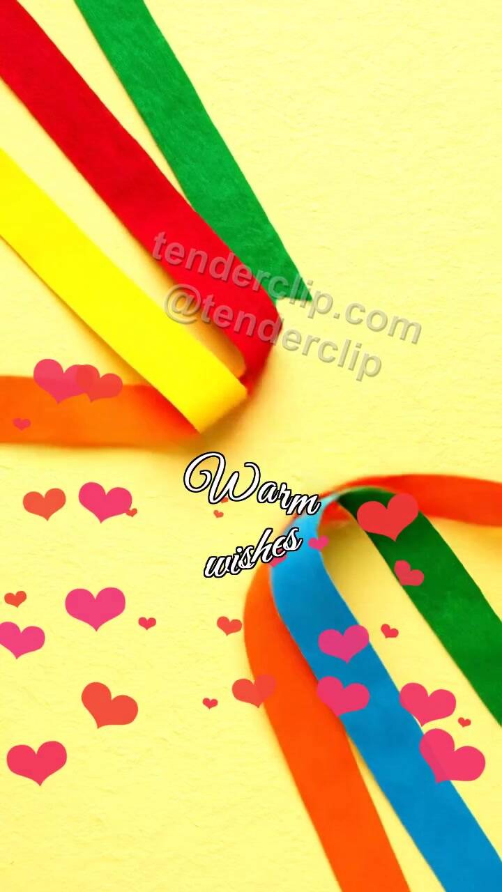 Animated greeting card about Warm wishes: Ribbon Rainbow