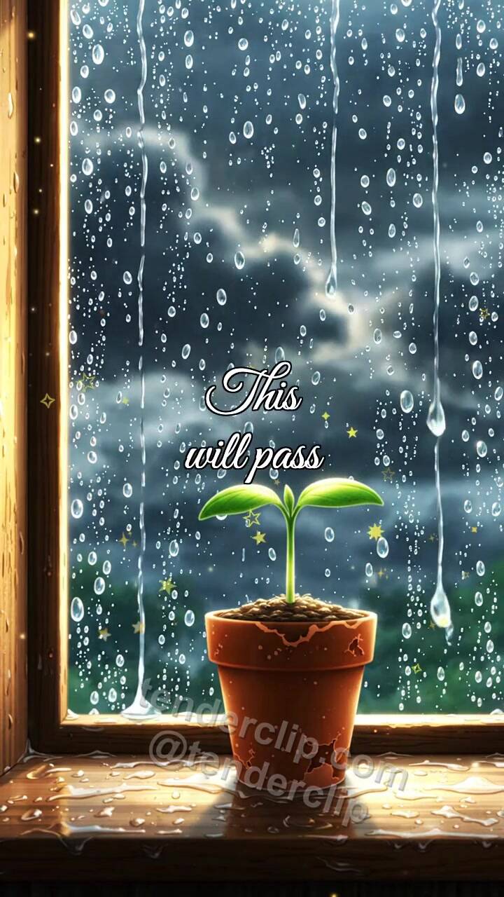 Animated greeting card about This will pass: light breaks after rain