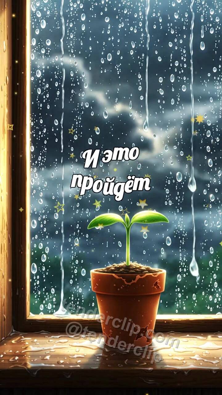 Анимационная открытка на тему И это пройдёт: свет пробивается после дождя