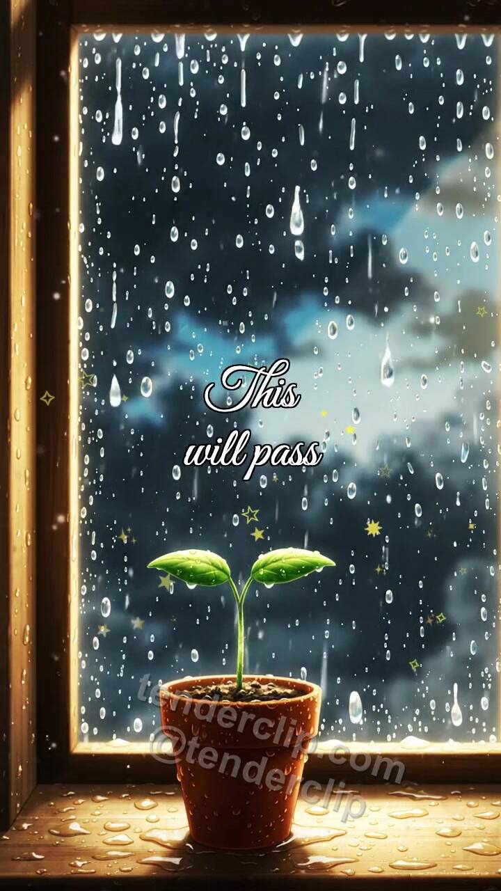 Animated greeting card about This will pass: light breaks after rain
