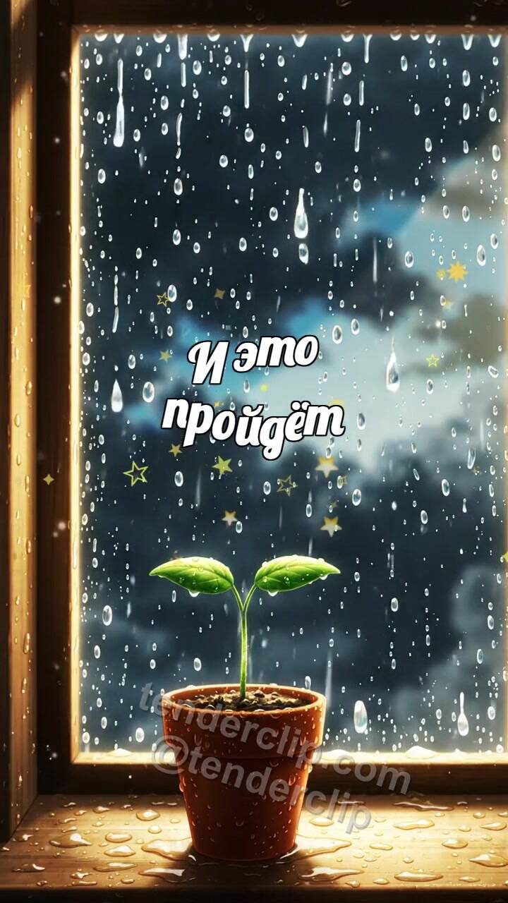 Анимационная открытка на тему И это пройдёт: свет пробивается после дождя