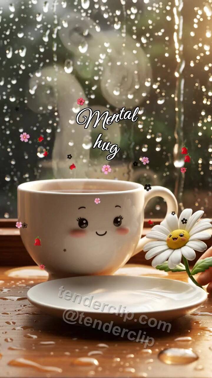 Animated greeting card about Mental hug: one cup waits for the second