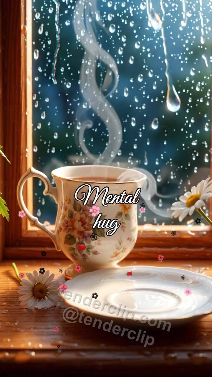 Animated greeting card about Mental hug: one cup waits for the second