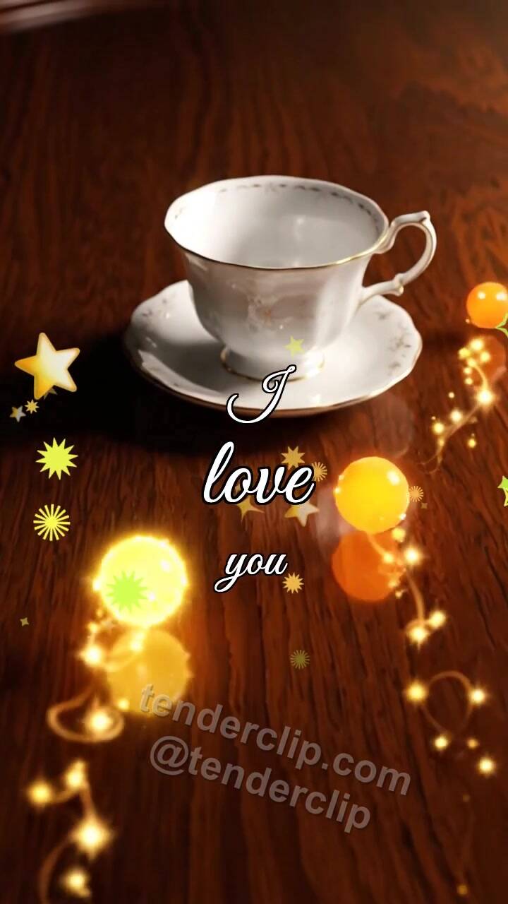 Animated greeting card about I love you: two little lights find each other