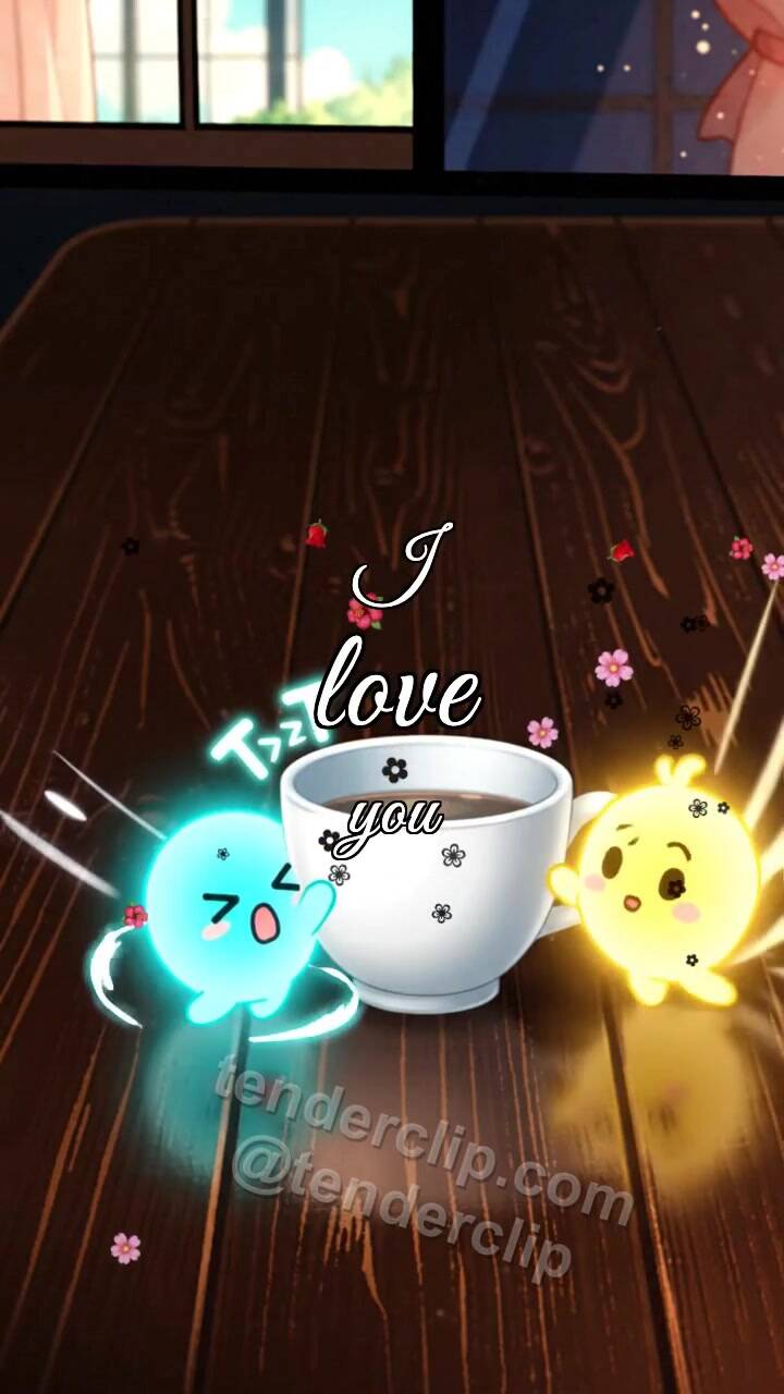 Animated greeting card about I love you: two little lights find each other