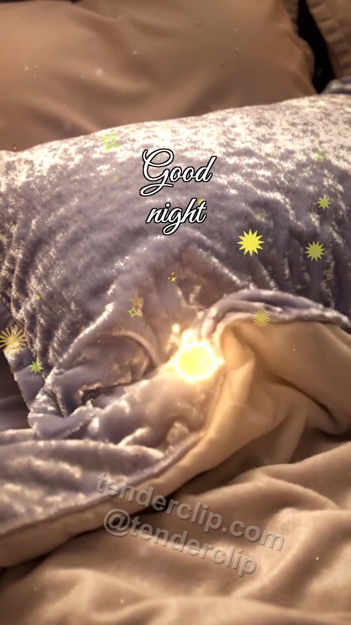 Animated greeting card about Good night: Moon Pillowcase Dims Glint