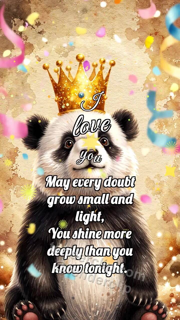 Animated greeting card about I love you: Panda Cub Gets Crown