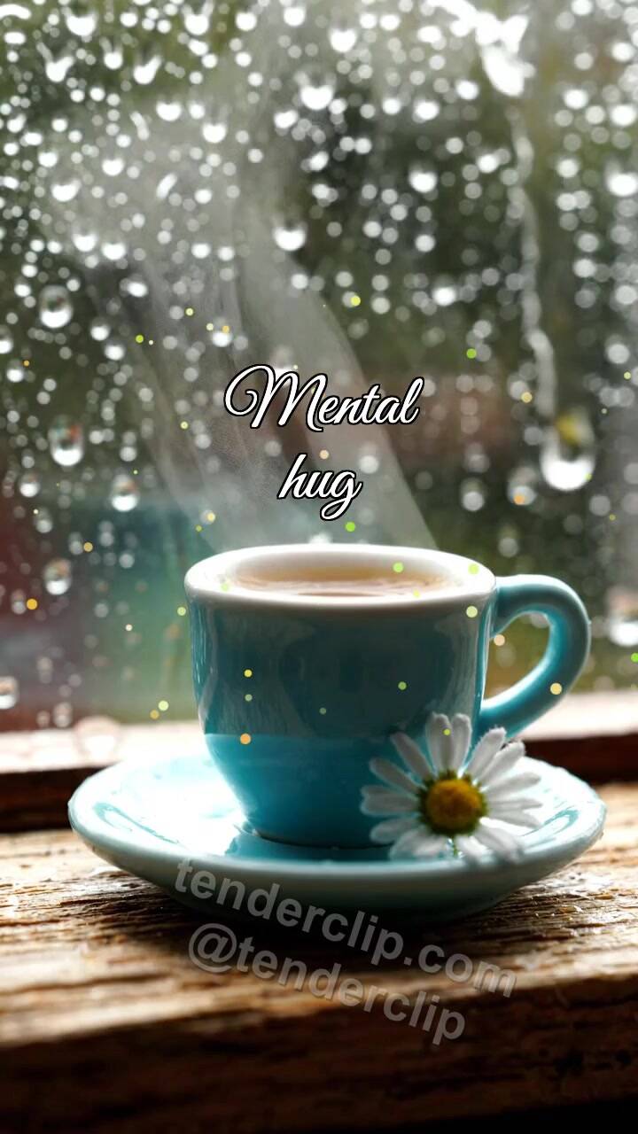 Animated greeting card about Mental hug: one cup waits for the second